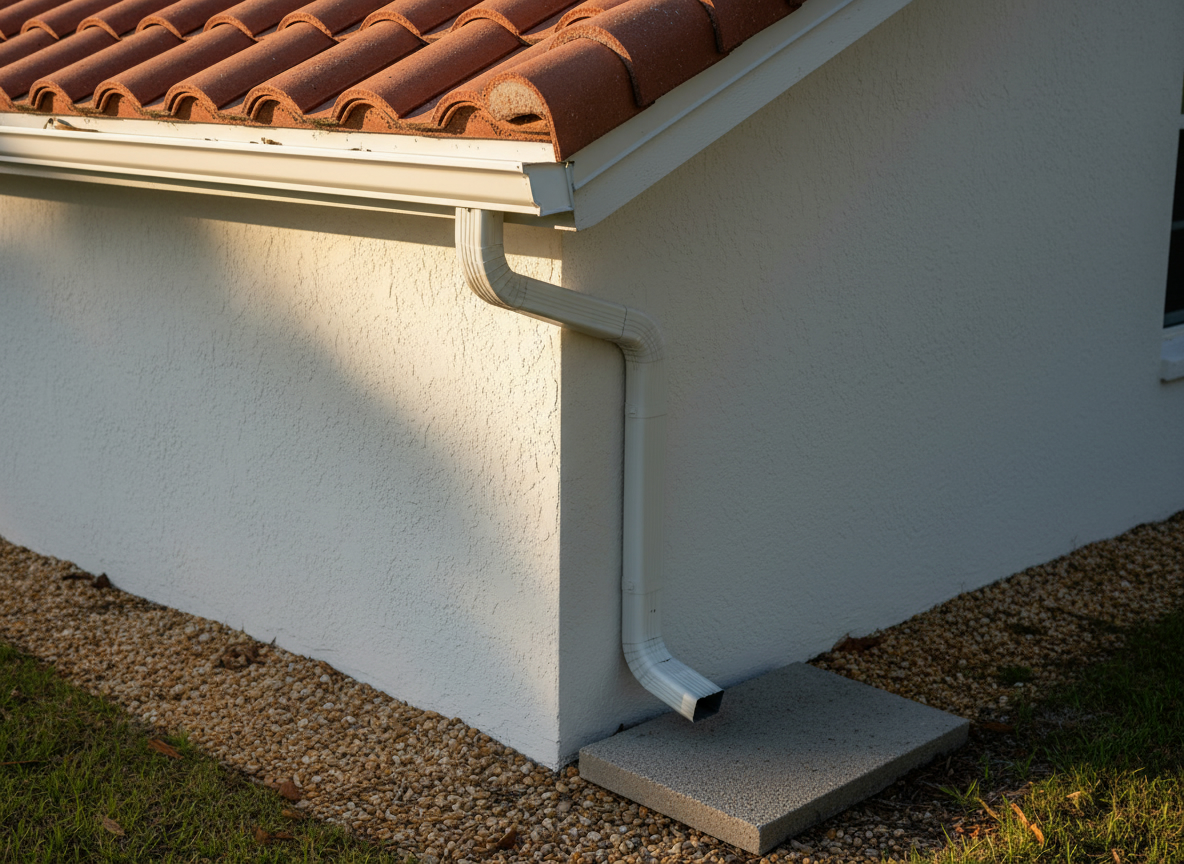 Seamless gutter and downspout on a Central Florida home