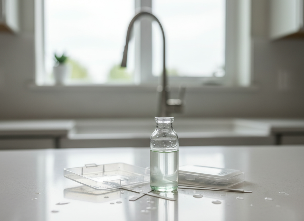 Water test kit at a Florida kitchen sink