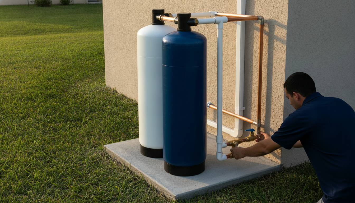 Whole home water filtration system installed at a Central Florida house