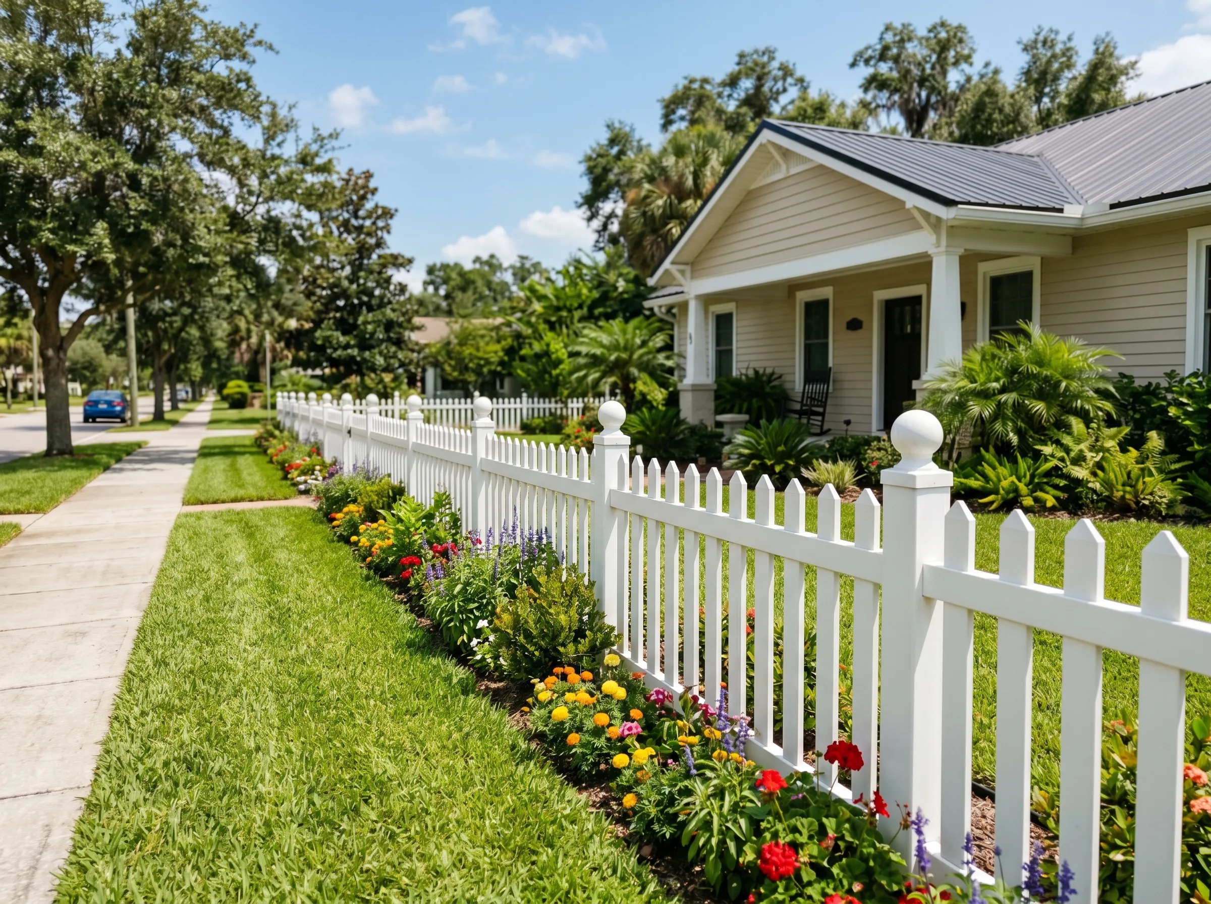 Vinyl picket, front yard in Central Florida