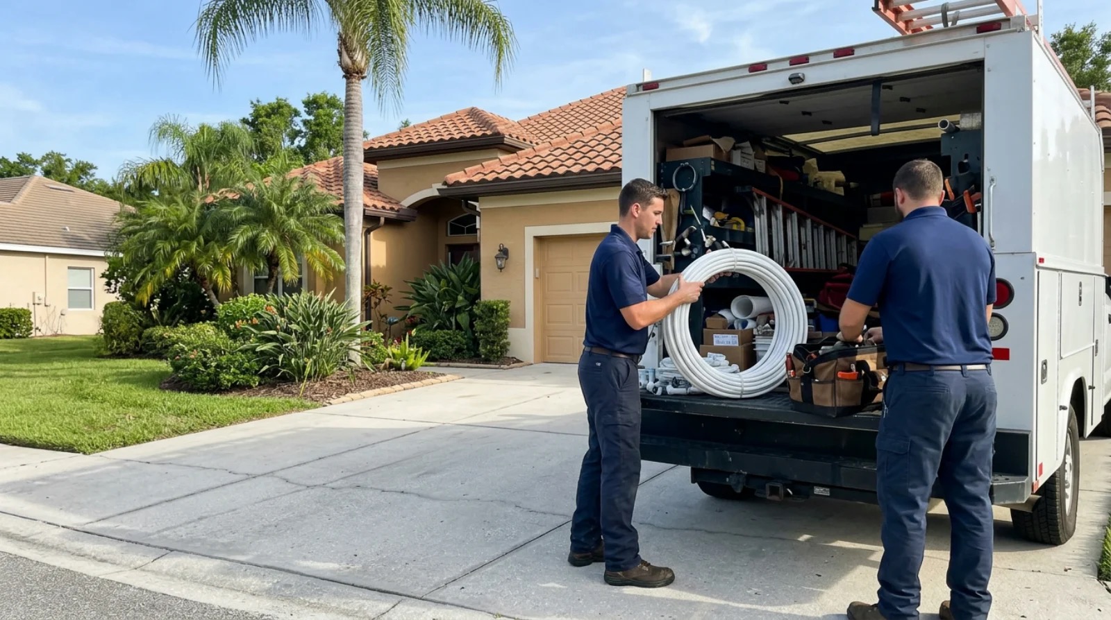 Crystalline installers loading the truck for the next job in Central Florida